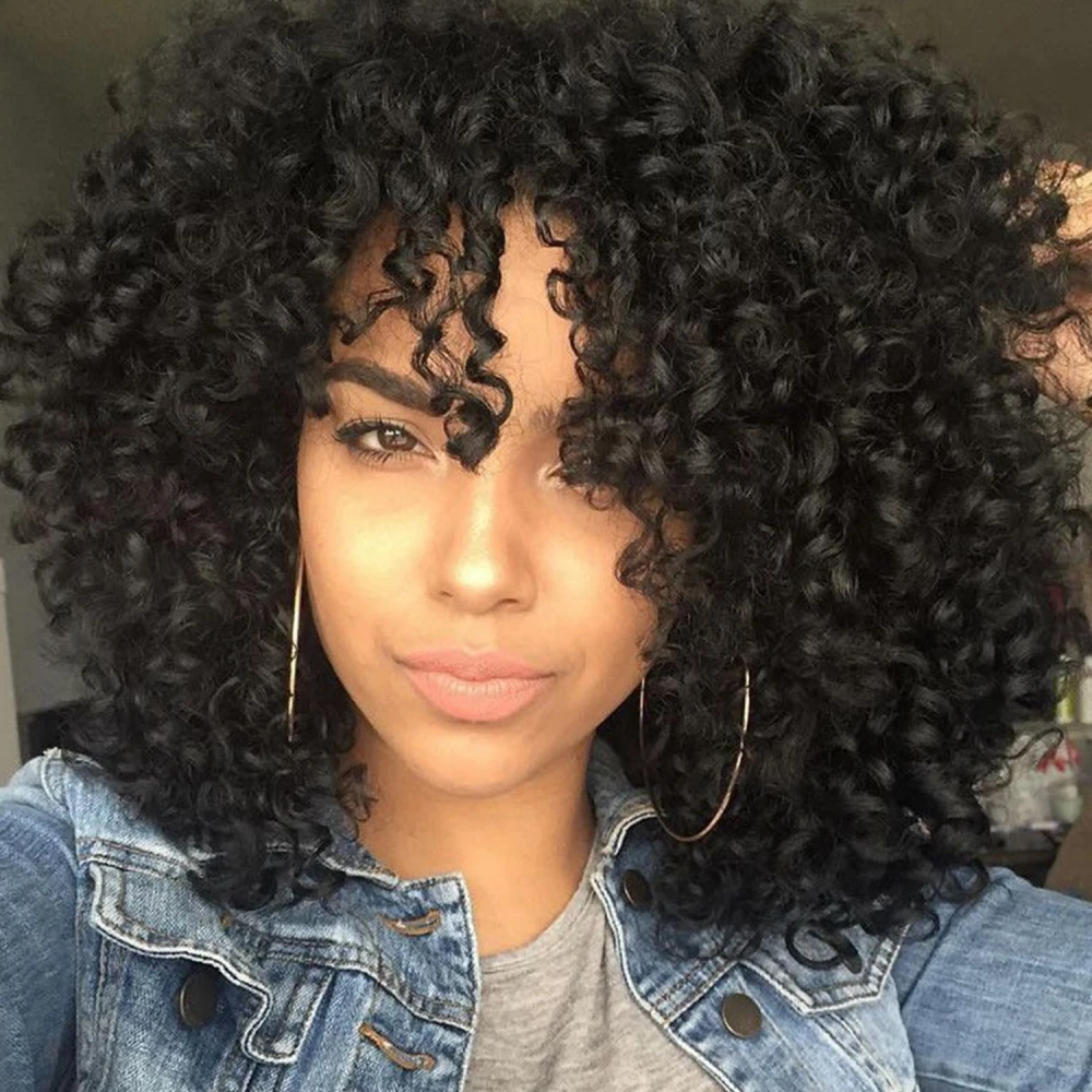 

Synthetic Kinky Curly Wig Short Afro Wigs For Black Women Natural Glueless Multiple Colors Choose Wig Daily Party Cosplay Use