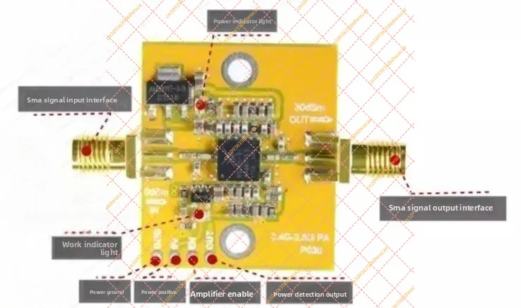 2.4GHz 1W RF Power Amplifier Module Microwave Signal Booster for WLAN SKY65135 Board