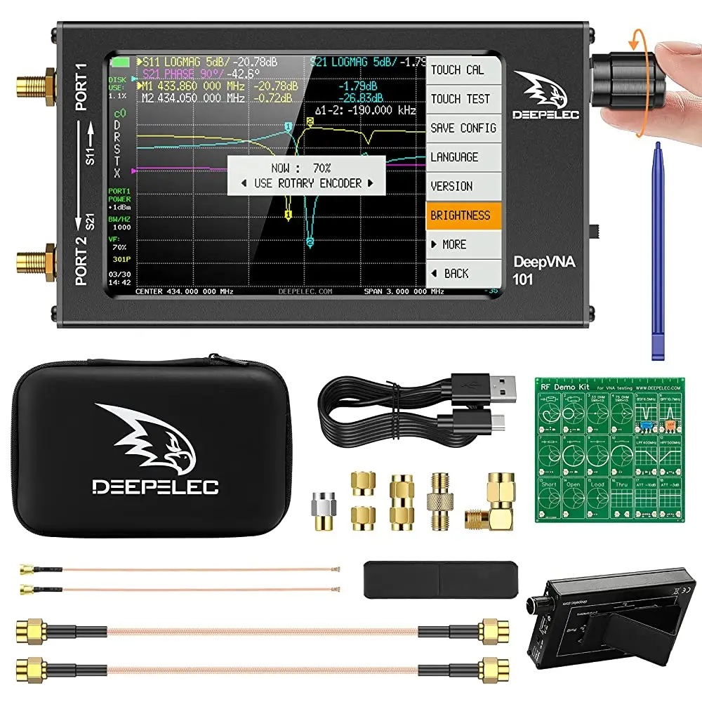 

DeepVNA 101 Vector Network Analyzer 4.3 " IPS LCD Screen NanoVNA HF VHF UHF Analyzer Shortwave SWR Meter Plastic V3.2 +Demo Kit