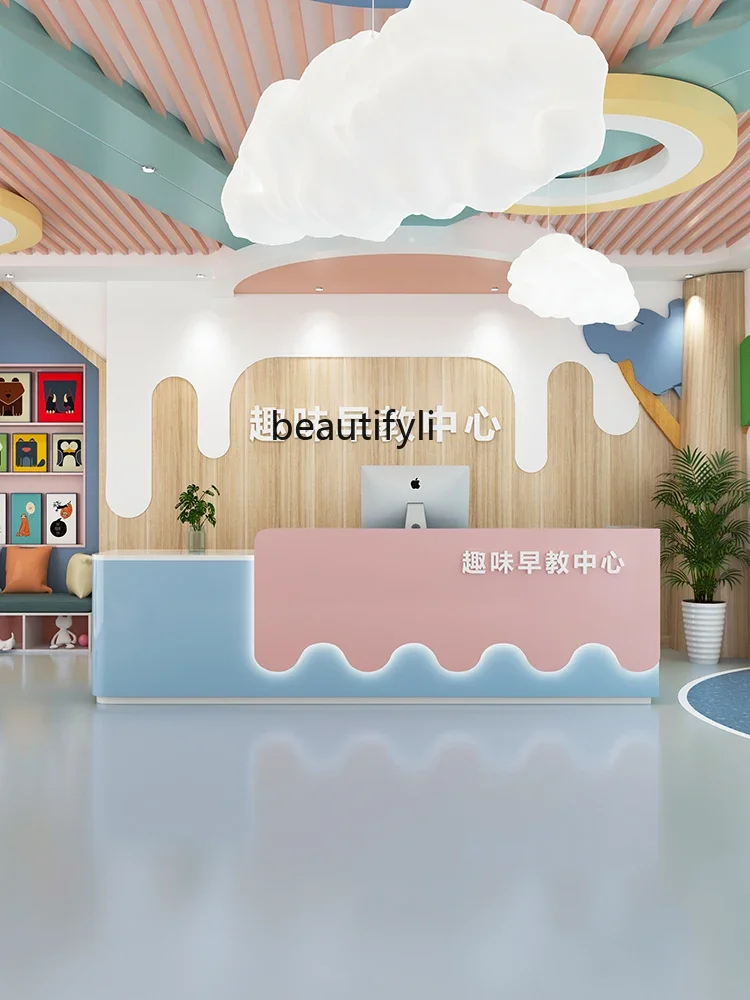 

Art Training Institution Front Desk Early Education Center Bar Kindergarten Swimming Pool Cashier Reception Desk