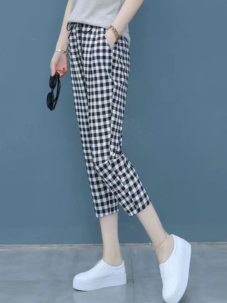 Calf-length Pants Women 3 Colors Casual Joggers Soft High Waist Fashion Harem Trousers Personality Streetwear All-match Ulzzang