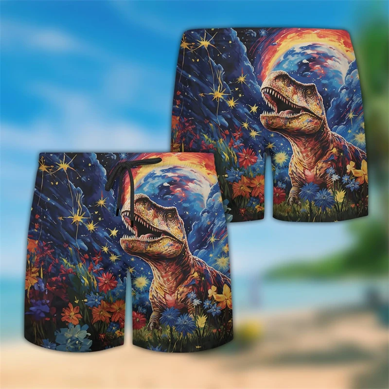 Lustige Dinosaurier 3d gedruckt Strand Shorts Hawaii kurze Hosen für Männer Kleidung Dino Tier Trunks Tyranno saurus Rex Boards horts