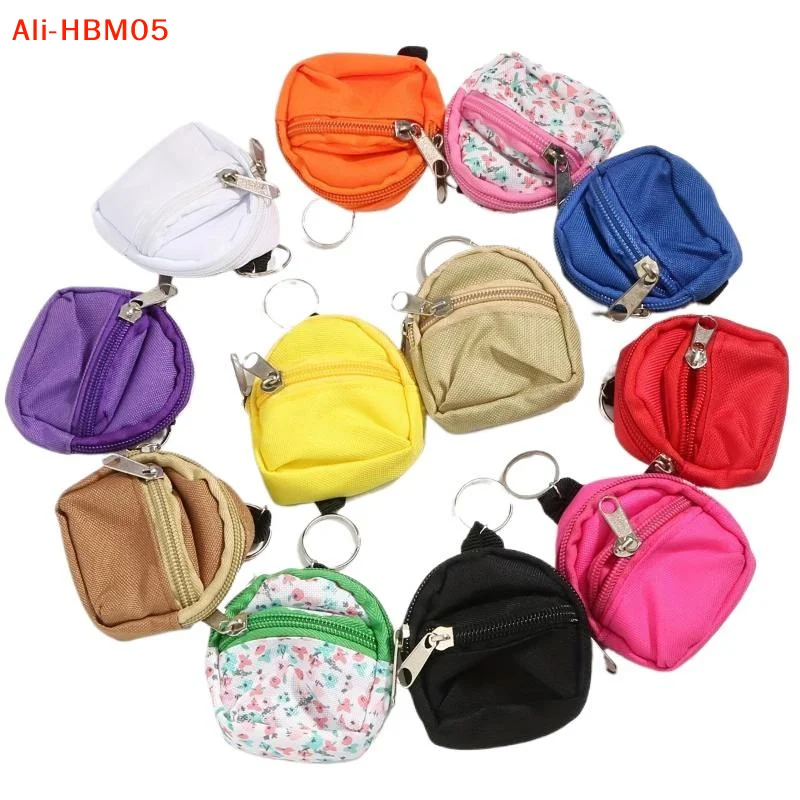 (HB05)Mini Backpack Style Canvas Coin Purse With Key Ring And Zipper Closure For Daily Small Items Storage
