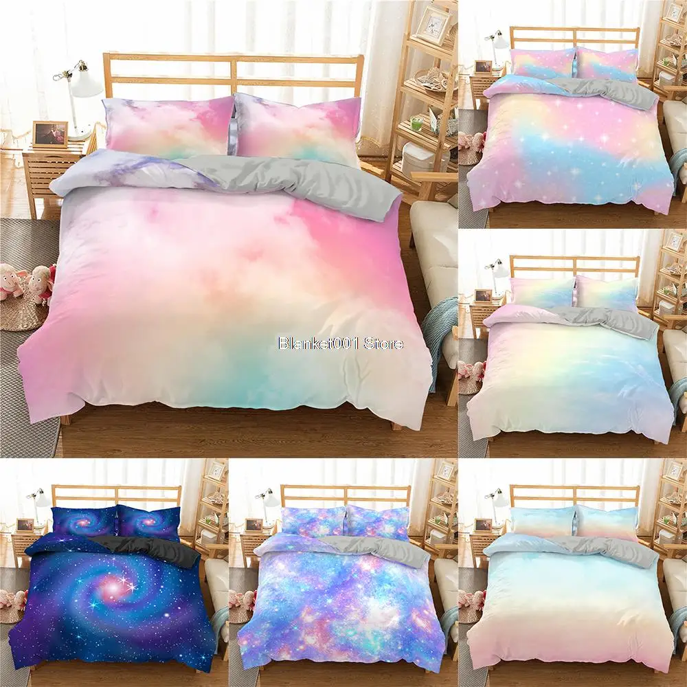 

Galaxy Bedding Sets 2/3Pcs Colorful Duvet Cover Bed Set Soft Quilt Cover Single Queen King Size Comforter Cover Set