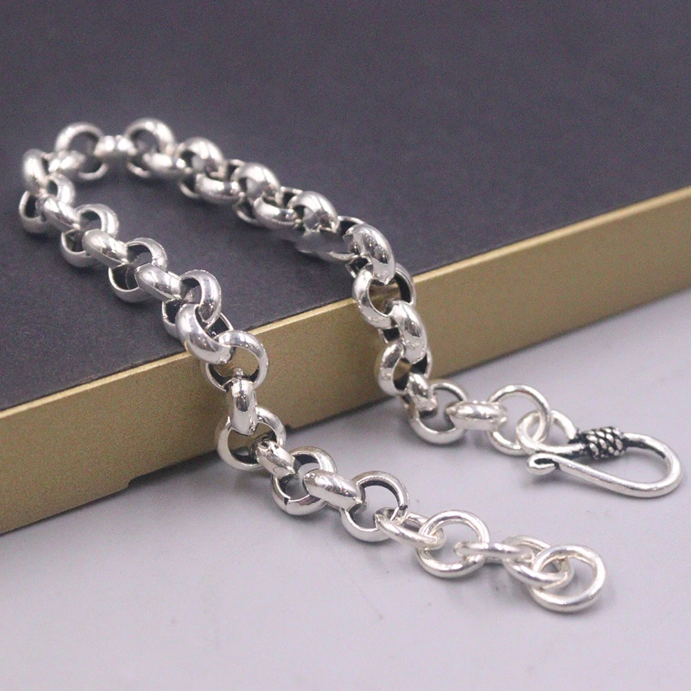 

Real 925 Sterling Silver Men's Bracelet 8mm Bigger Rolo Link Chain 7.48" L