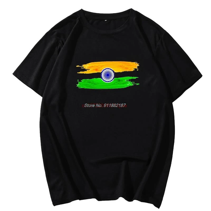 India Of Flag Oil Painting Graphic T Shirts Big Size Short Sleeve T Shirt Summer Cotton Shirts And T-Shirts Mens Print T Shirt