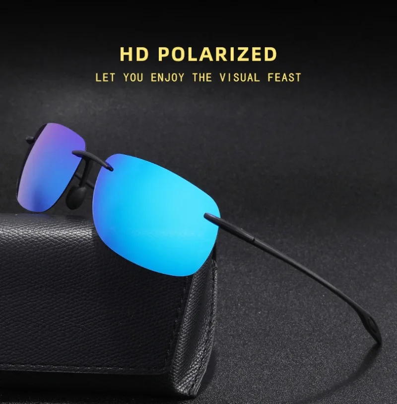 New TR90 Men Polarized True Film Sports Cycling Sunglasses Frameless Outdoor Sun Glasses for Men and Women Ultra Light Eyewear
