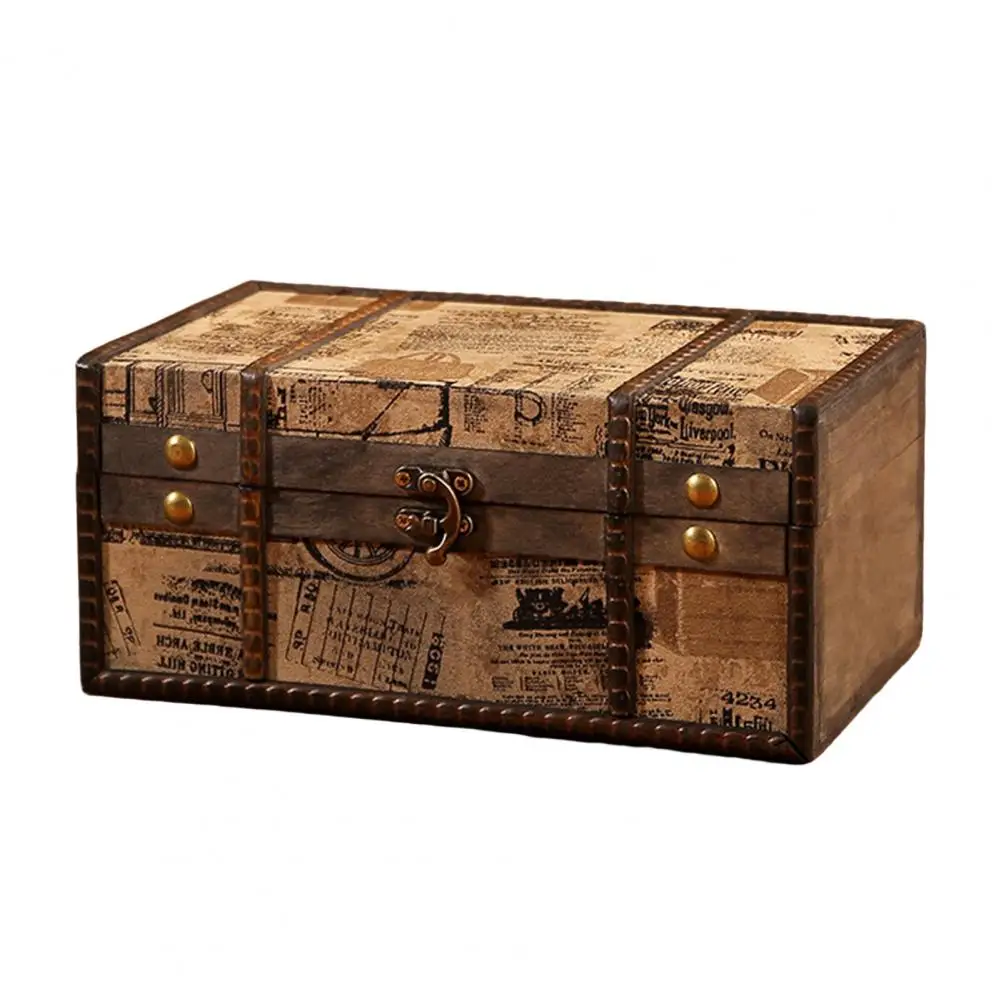 Petite boîte en bois Vintage européenne avec serrure, boîte de rangement rectangulaire, boîte de bureau Antique, organiser des accessoires de bijoux en bois