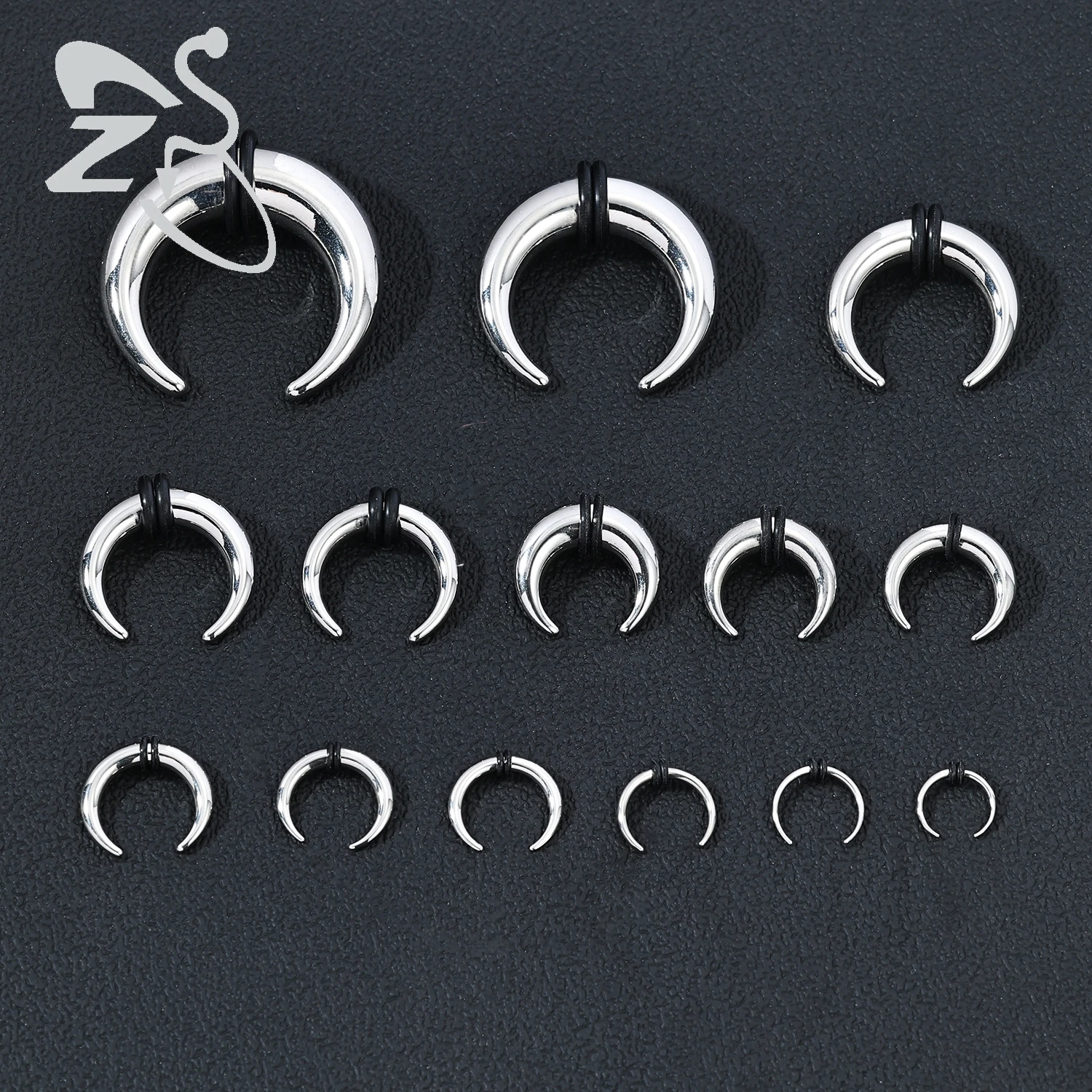 ZS 1PC 2G/4G/6G Buffalo Horn Nose Piercing Stainless Steel Pincher Septum Ring Stretcher Expander 8/10/11/12/15/16/18/22/25mm