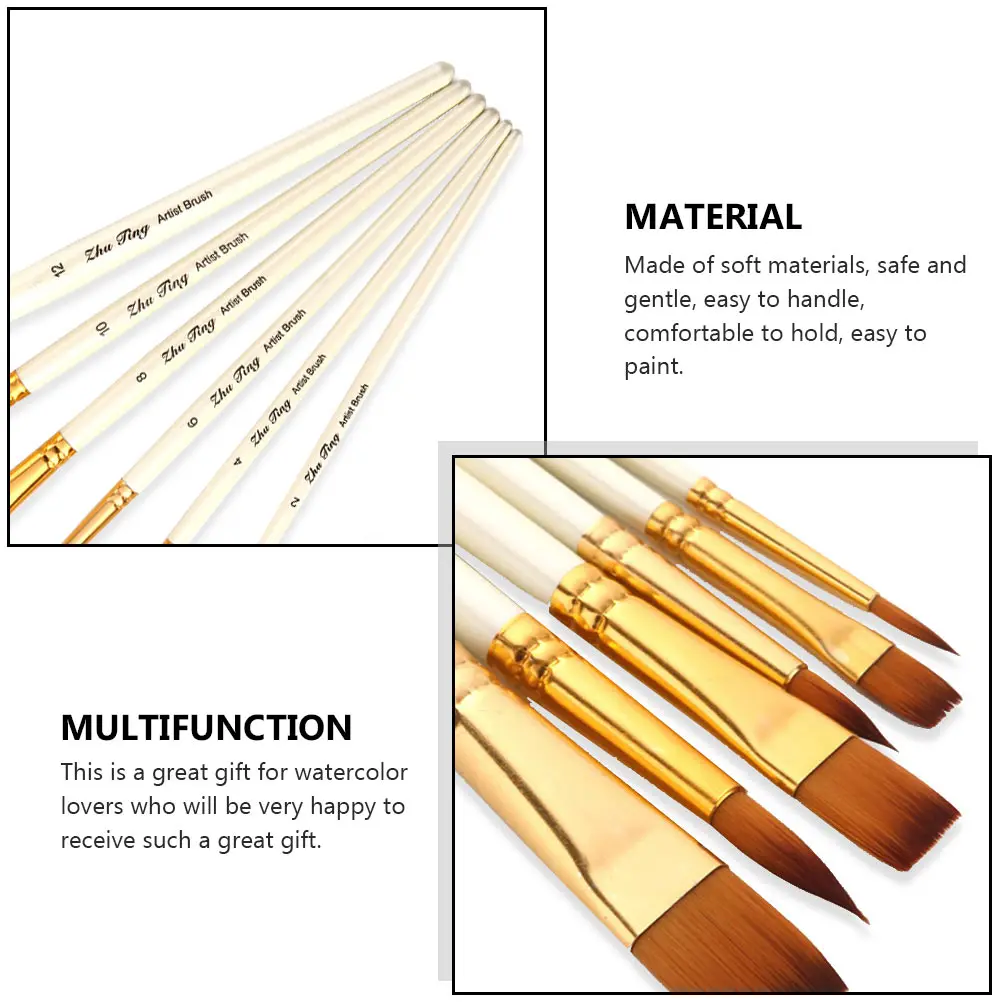 

6pcs Watercolor Paint Brush Kit Professional Drawing Painting Arts Artist Brush with Nylon Wool Tips for Adult