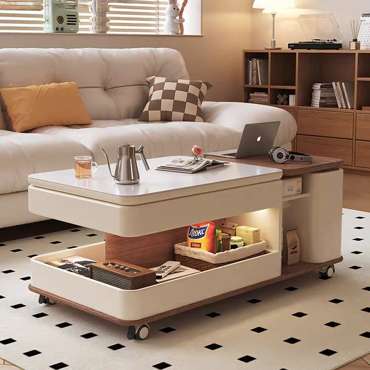 

Movable, Advanced, Luxurious and Multifunctional Desk with Ancient Chinese Style Lifting Rock Plate Coffee Table.