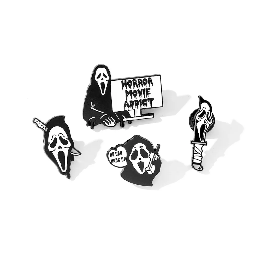 

Halloween Scream Grim Reaper Enamel Pin Custom Goth Metal Brooch Lapel Backpack Badge Funny Jewelry Gifts for Friends