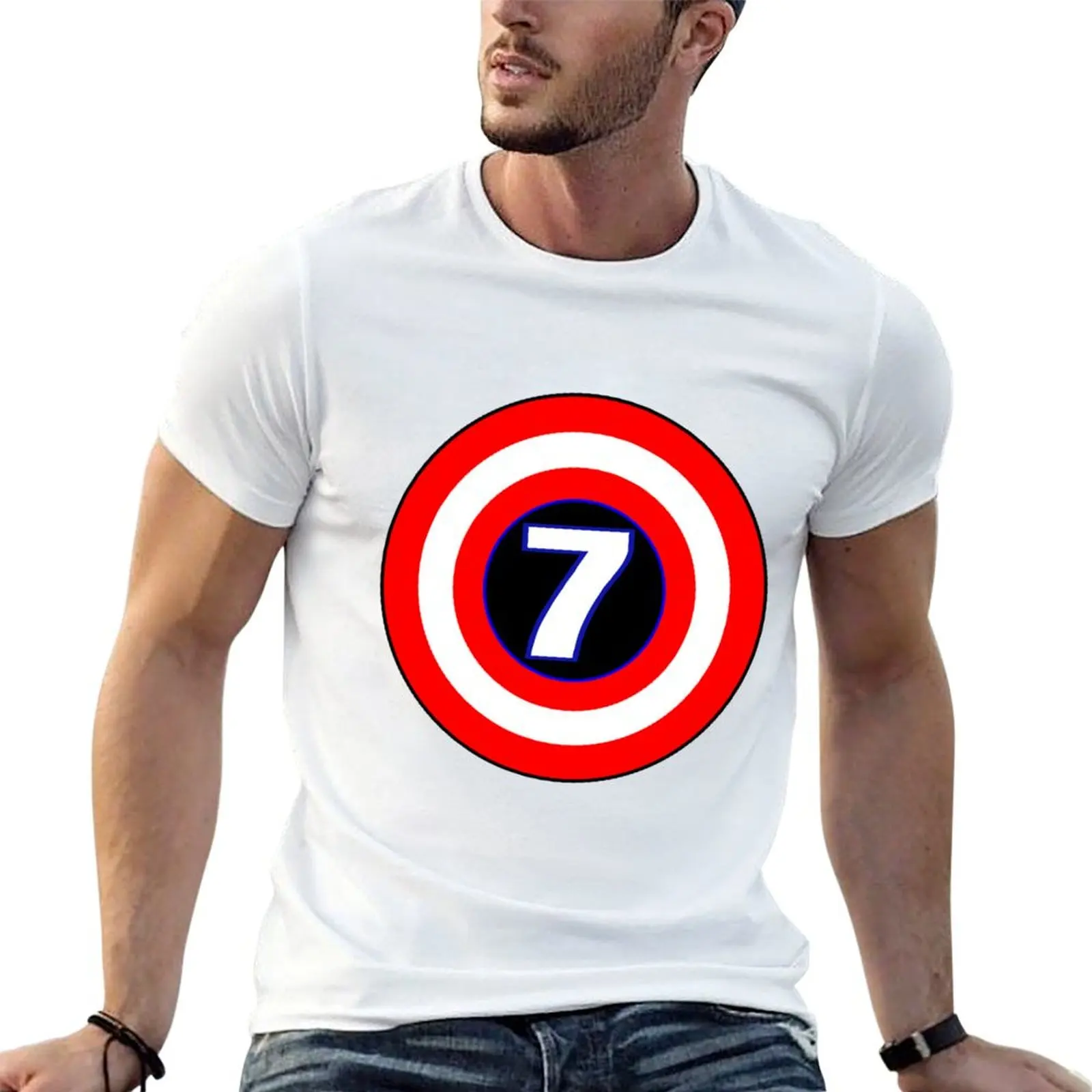 Captain 7 Year Old Boy 7th Birthday Gift Sweat T-Shirt Basic Solid Color Short Sleeve T-Shirt