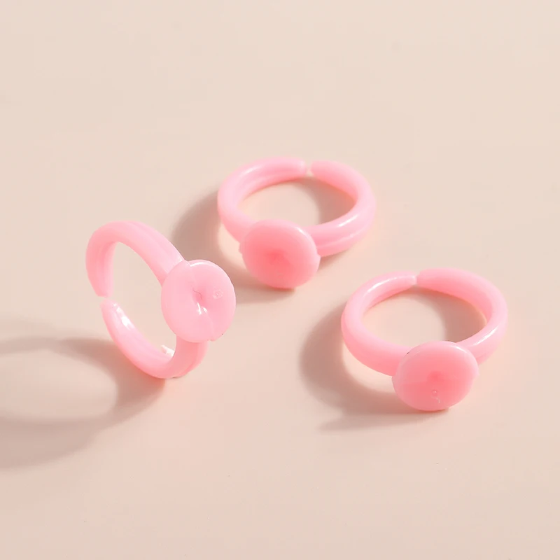 

Leslie 10pcs/lot Sweet Open Ring Resin Pink Finger Ring DIY Y2k Girls Kids Finger Rings Jewelry Accessories