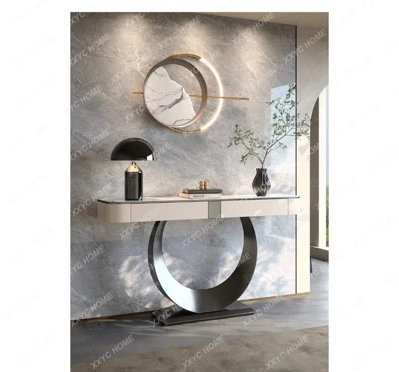 

Элегантный декоративный шкаф-тумба для прихожей Y Light Luxury High-End с каменной столешницей, стеллаж для хранения, приставной столик