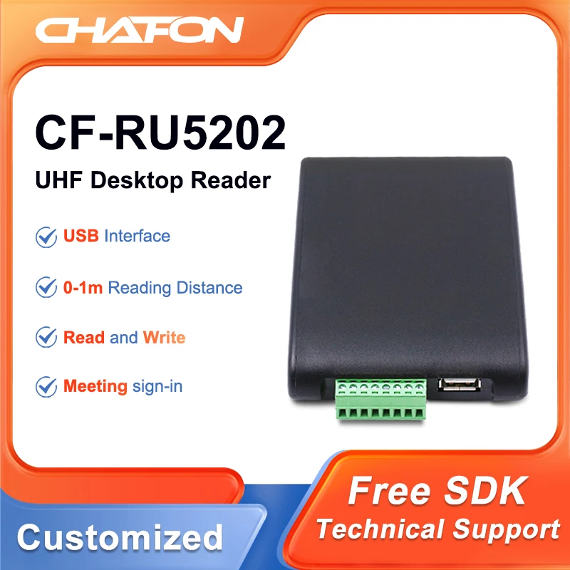 chafon cf ru5202 uhf escritor leitor rfid de medio alcance com interface usb 1m sdk para gerenciamento logistico 01