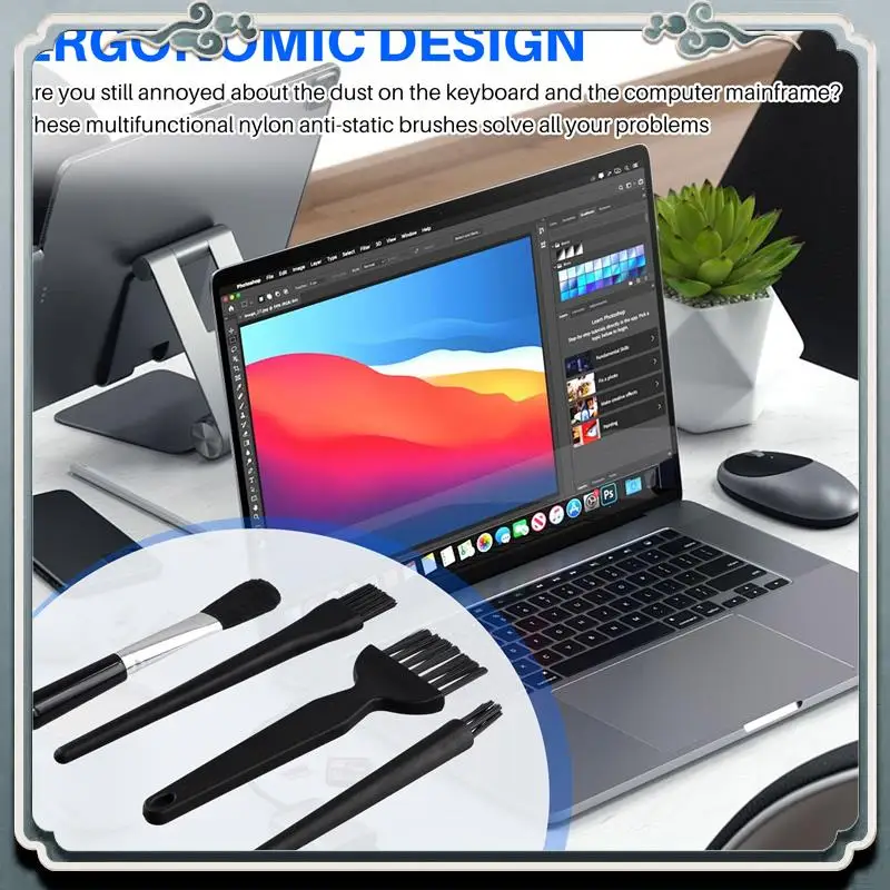 Premium 4Pcs Antistatic Brush Kit,Multi Antistatic Brush Keyboard Computer Cleaner Brush,For Laptop Keyboard Circuit Board