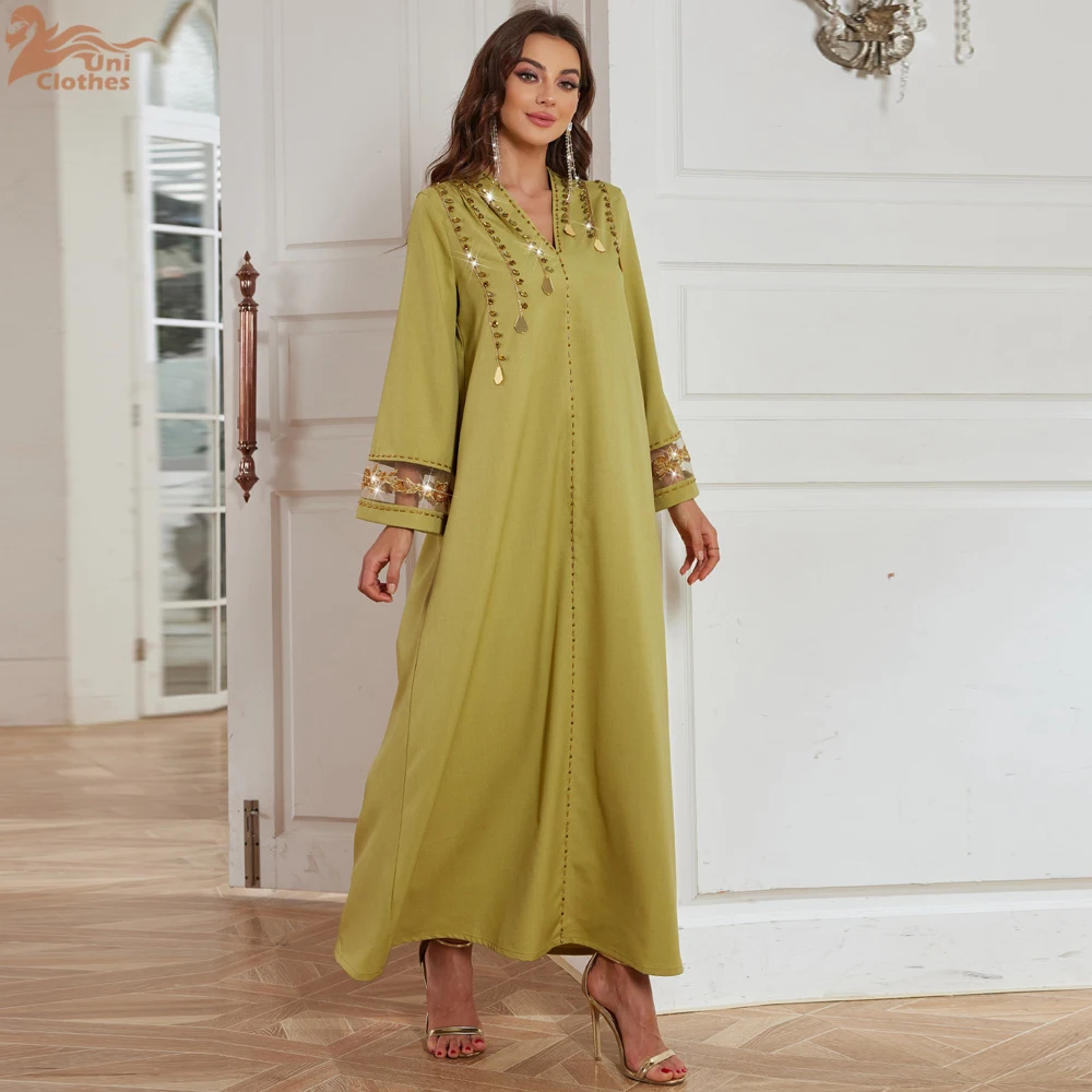 Luxury Diamond Party Dress for Women Robe Muslim Evening Abaya Arab Oman Dubai Moroccan Pakistan Jalabiya Caftan Ramadan Vestido