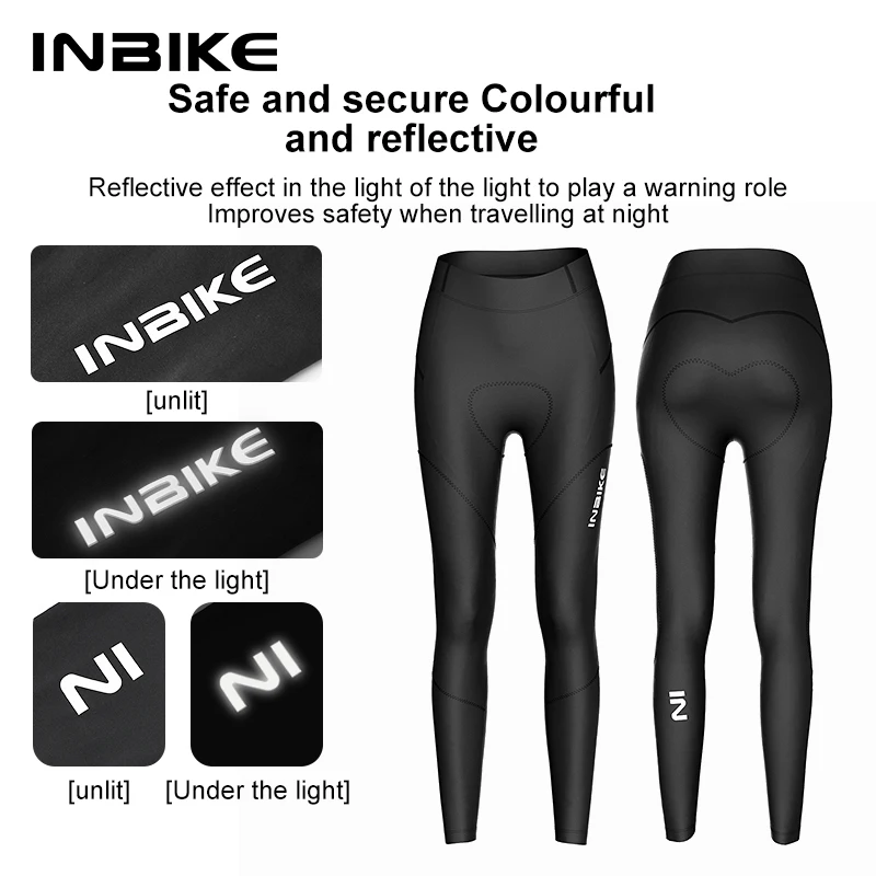 INBIKE Winter Women\'s Cycling Pants Padded Thermal Fleece Bike Riding Tights Professional Bicycle Road Trousers Biking Clothing