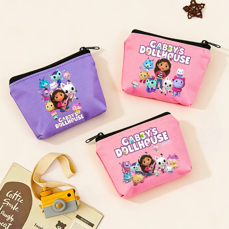 

Gabbys Dollhous Wallet Child Cute Anime Cartoon Portable Canvas Bag Kids Girl Zipper Key Money Pocket Hand-held Small Coin Purse