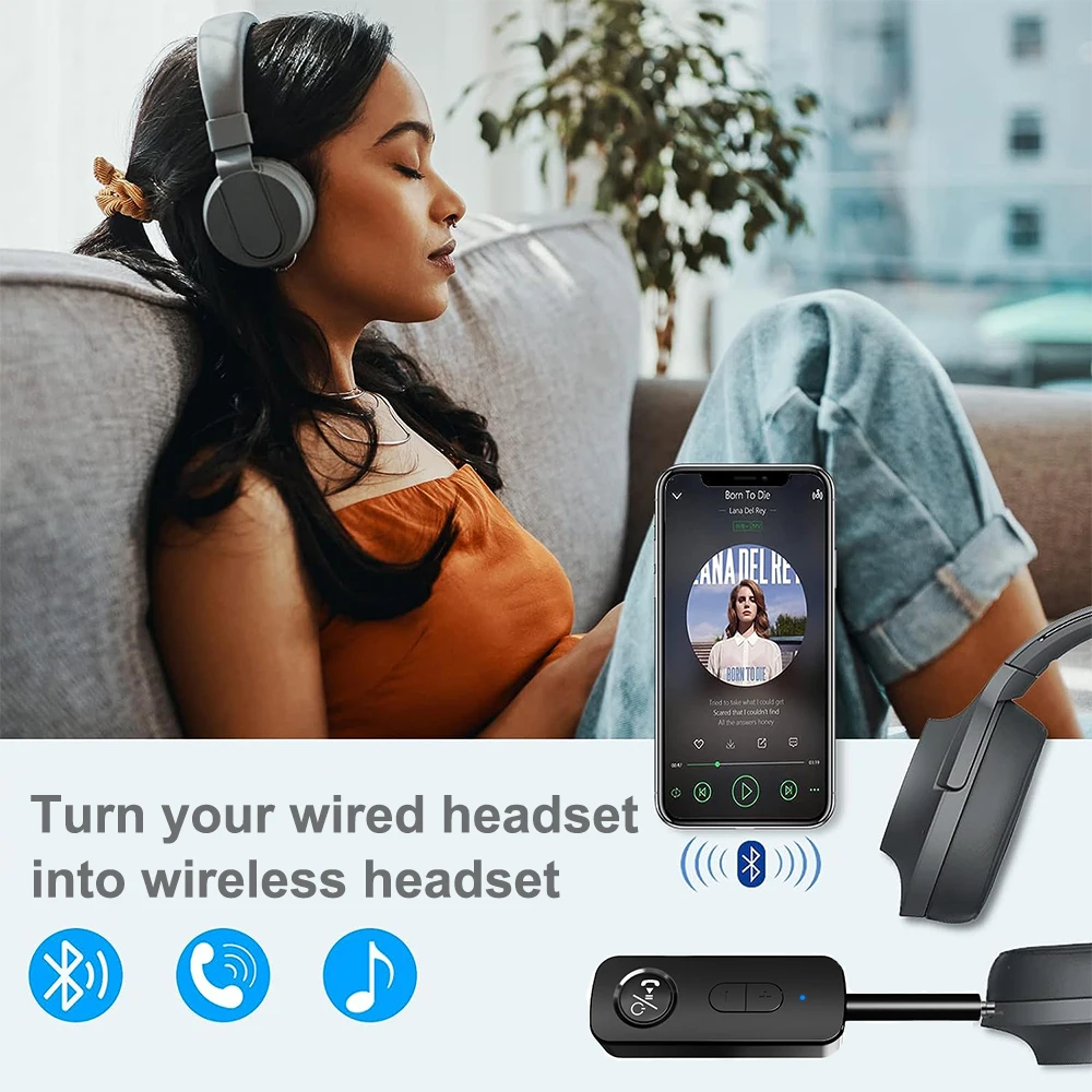 3,5 mm Aux Bluetooth 5.3 Empfänger Sender 2-in-1 Wireless Audio Adapter für TV Headset Autoradio Flug MP3 Player Lautsprecher