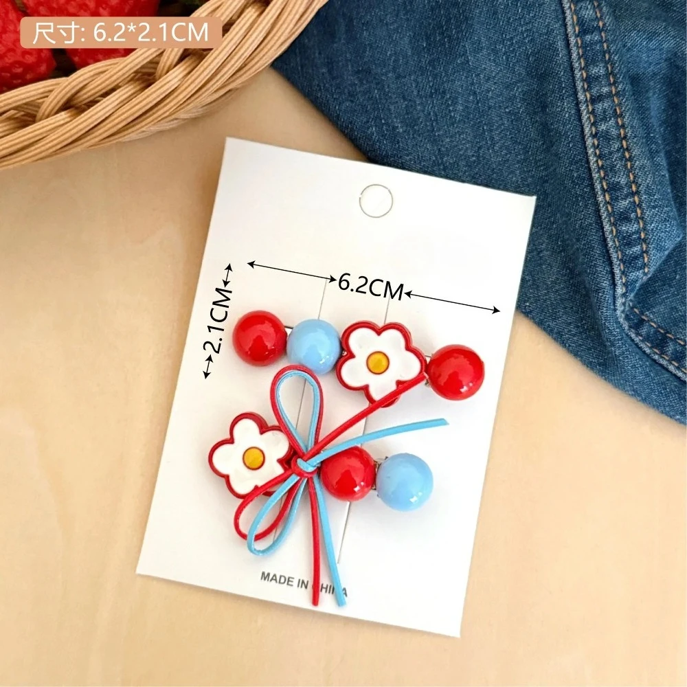 2PCS Sweet Candy Flower Bow Hair Clip Side Bangs Clip Cute Hairpin Barrettes for Women Daily Hair Accessories Gift