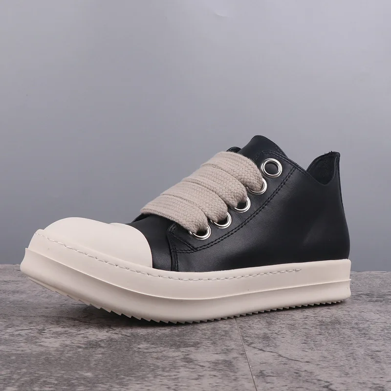 Men Casual Shoes For Women Owen Shoes Genuine Leather Thick Shoelaces Slip On Low Sneakers Style Vintage Luxury Designers Boots