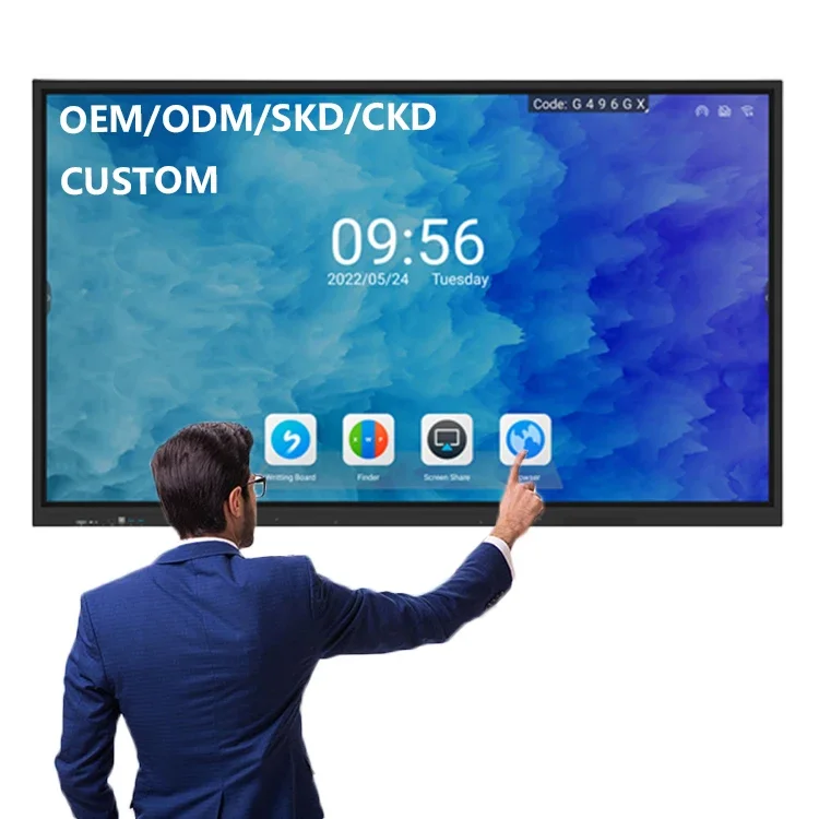 Big Size 110 inch ODM OEM smart board interactive electronic white finger multi touch portable flat panel