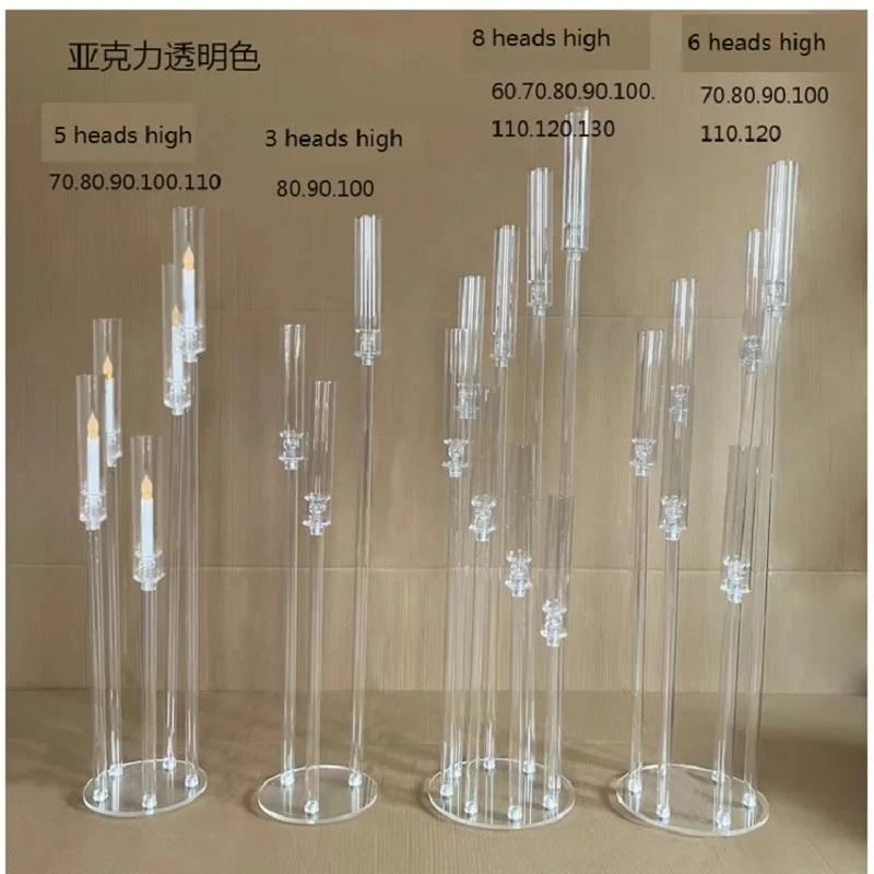 Clear Acrylic Candlesticks for Wedding Decoration, Centerpiece Candelabra, Candlesticks for Event Party, 2PCs, 5PCs, 10PCs, 12 P