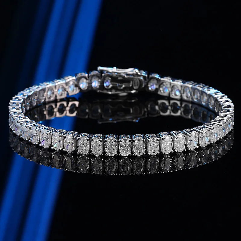 Luxury Solid Platinum PT950 Women's Moissanite Diamond Single Diamond 0.3 karat Egg Bracelet Full Diamond Bracelet