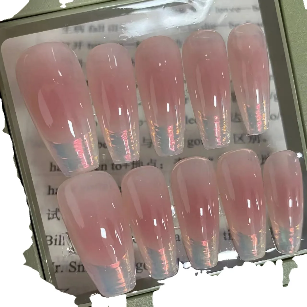 

Blush Pleated French Handmade Manicure Wear Nail Fake Nails