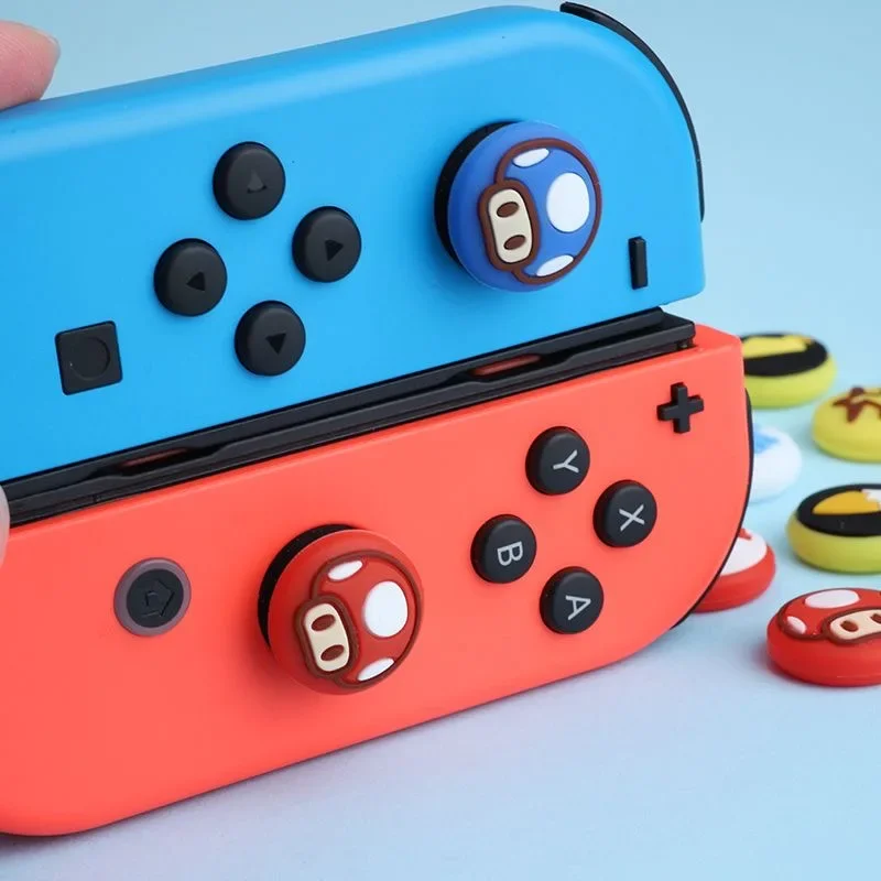 Super Mario Game Themed Silicone Simulação Polegar Stick Grip Cap, Nintendo Switch NS Joycon Controlador, Tampa da pele