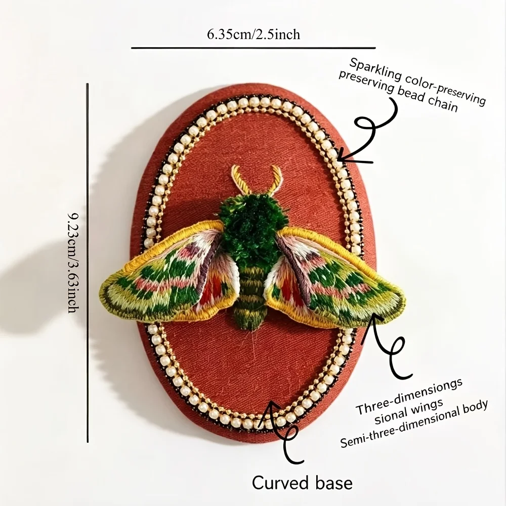 Handgefertigtes 3D-Stickerei-Set mit Motten-Motiven, DIY-Materialpaket mit 9 verschiedenen Stilen zur Auswahl. Retro-Perlen-Sets – Detail 4