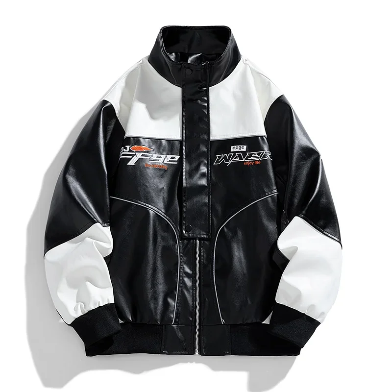 

New Men's High Neck Baseball Jacket Leather Jacket for Autumn and Winter High-quality Comfortable Fashionable Versatile Jacket