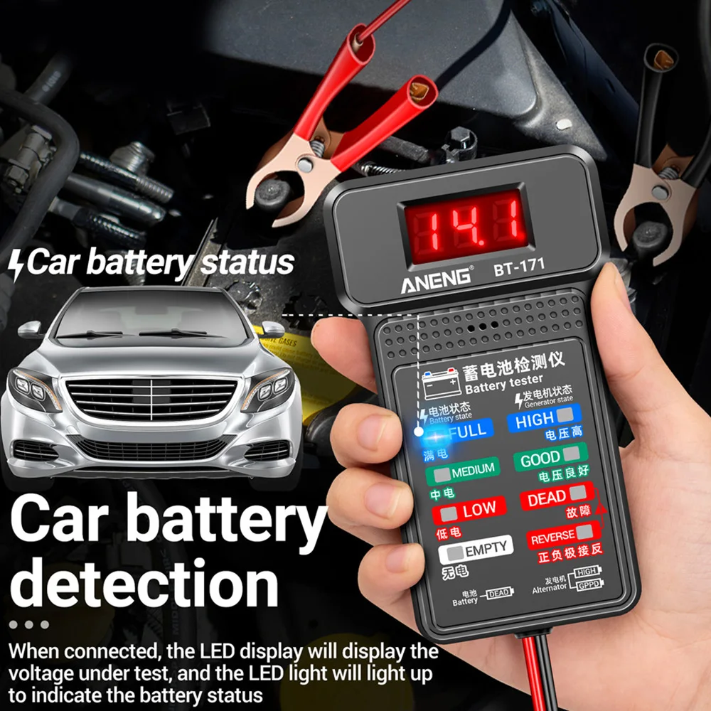 Imagem -04 - Battery Tester Monitor Painel Gauge Bateria Status-indicator Universal 12v Carro Elétrico Quantidade Detector Ferramenta de Diagnóstico Bt171