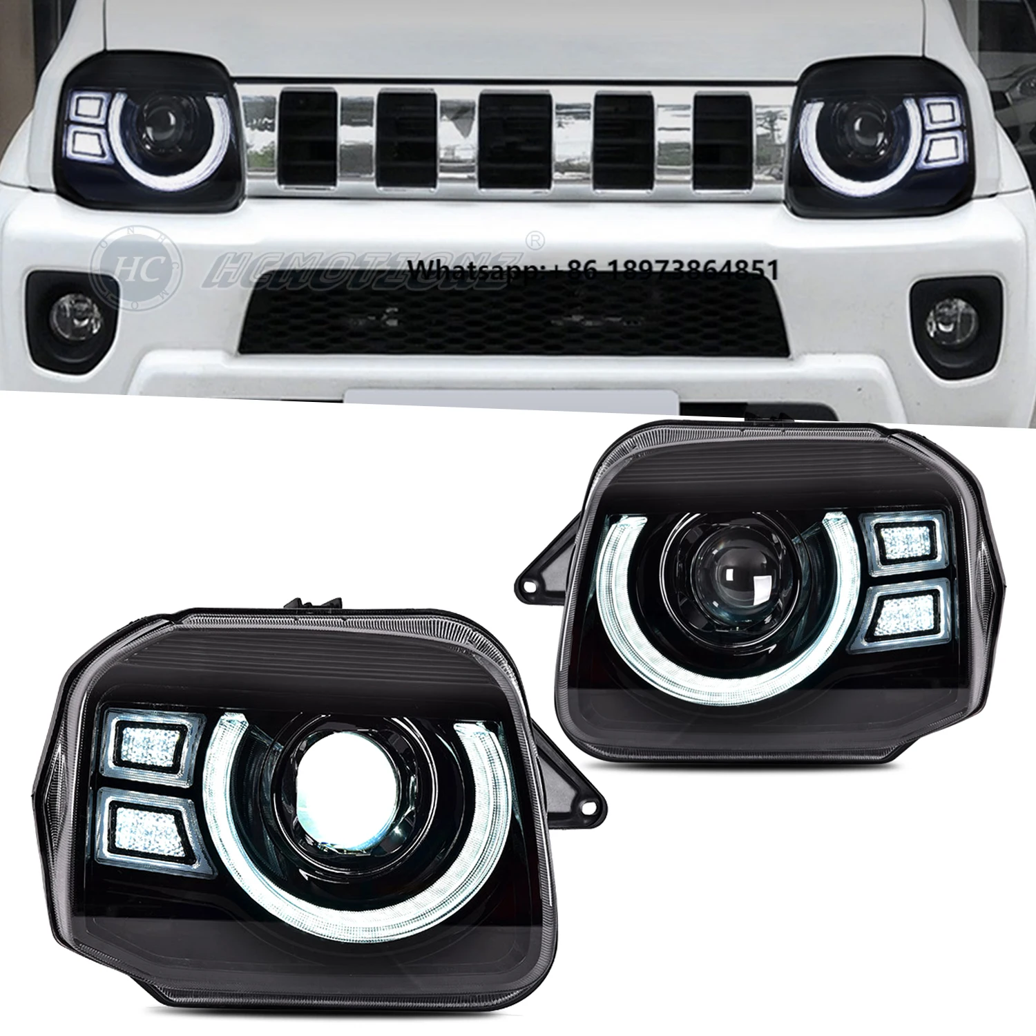 

HCMOTIONZ Factory Car Front Lamps Assembly Accessories 2007-2015 DRL FULL LED Headlights for Suzuki Jinny