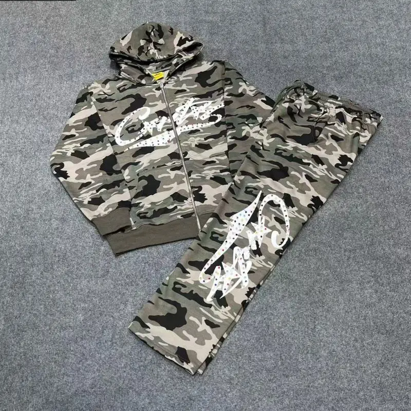 

Casual Sportswear Trasuit Diamond Patterned Open Cardigan Sweatirt Long Pants Autumn Winter Street Sle Youth Faion