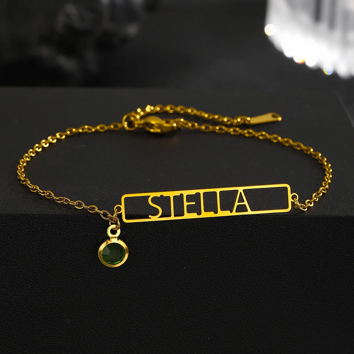 Personalized Custom Vertical Pendant Gold Name Bracelet For Women Large Name Bracelet Order Any Name Jewelry Birthday Gift