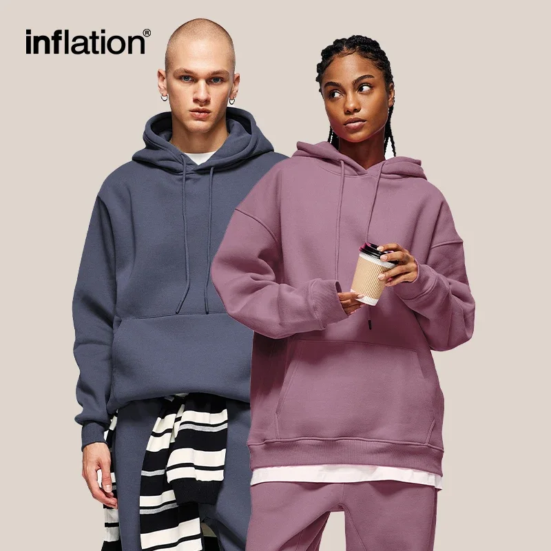 ENFLASYON Kış Erkek Kalın Polar Kapüşonlular Unisex Hip Hop Düz Kapüşonlular Klasikleri Kalın Kadife Kumaşlar Kapüşonlular 167W17