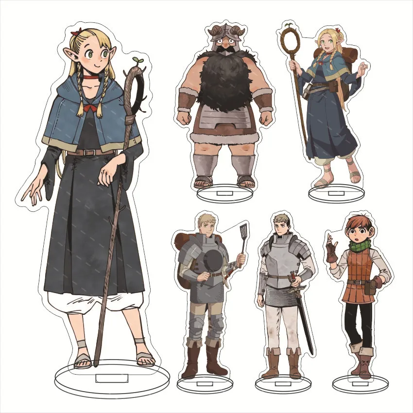 Anime Delicious In Dungeon Laios Falin Chilchuck Touden Key Chain Badge Acrylic Cartoon Stand Model Plate Figure Display Cute