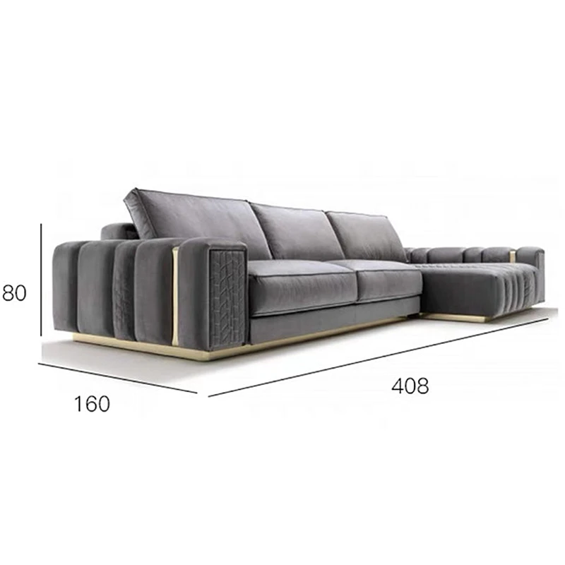 High-end Living Room Furniture Set/Italian Luxury Villa L-shaped Sectional Couch Leather Fabric Corner Sofas Module Combination
