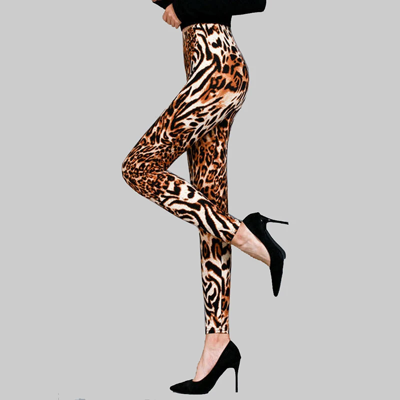 

Sexy Leopard Leggings Print Elastic Pants Snake Zebra-Tights High Waist Legging Women Slim Workout Casual Trousers