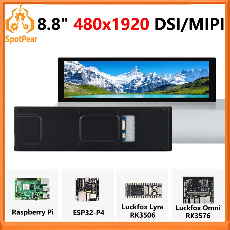 

Raspberry Pi 8.8 inch DSI MIPI LCD TouchScreen Display 8.8inch 480x1920 For Luckfox Lyra RK3506/ESP32-P4/Luckfox Omni3576