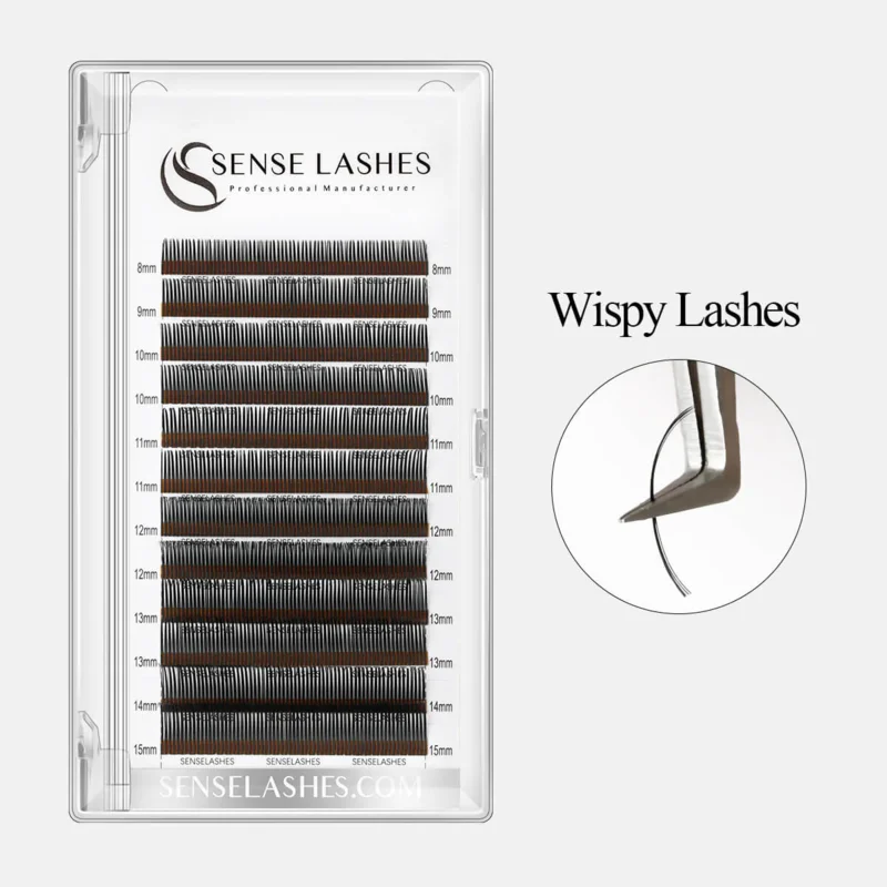 SENSE LASHES 12 Rows 0.07mm 5D Cashmere Volume Wispy Eyelash Extensions Natural Soft Easy Fans Volume Individual Lashes