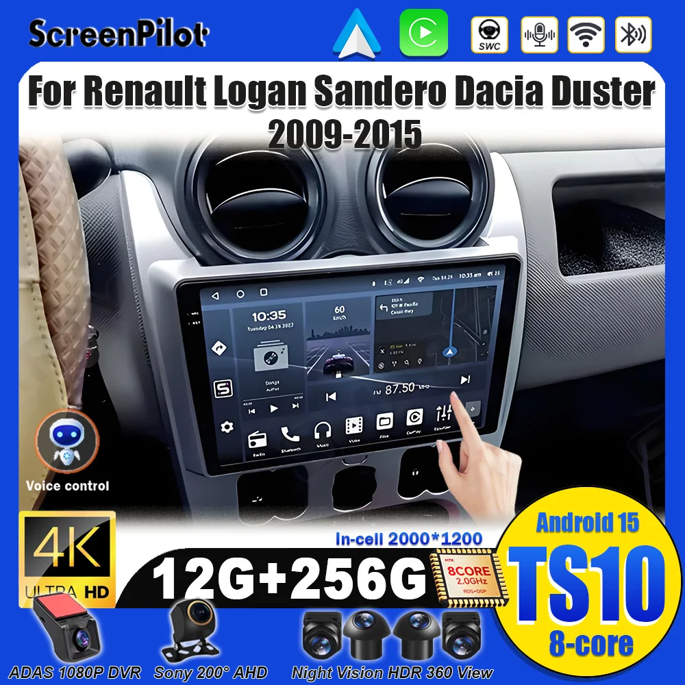 لرينو لوجان 1 سانديرو 2009 2010 2011 2012 - 2015 أندرويد 15 ستيريو رئيس وحدة مرآة رابط الوسائط المتعددة مشغل فيديو واي فاي 5G #1