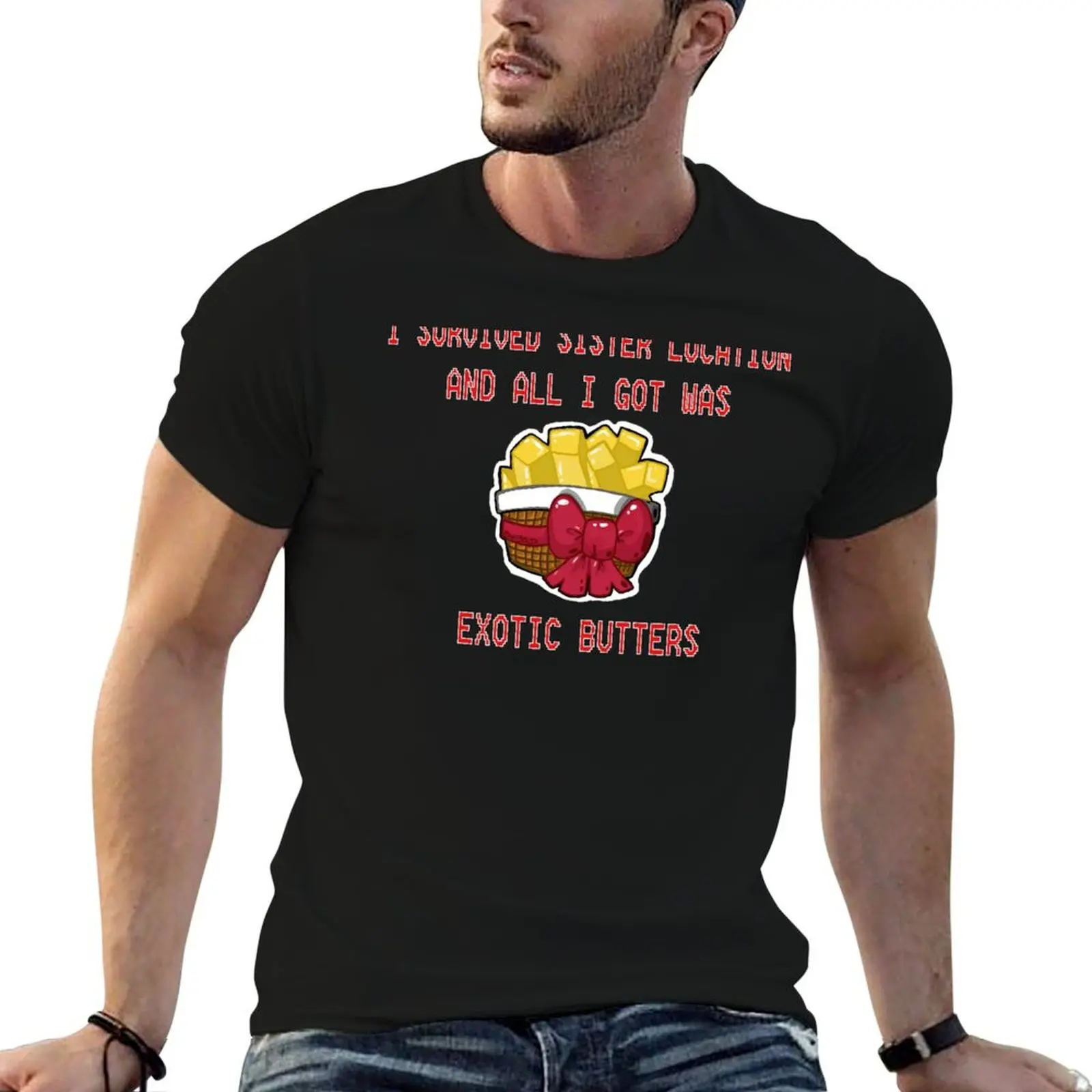 Sobreviví a Sister Location y todo lo que me quedó fue la camiseta Exotic Butters, camiseta para hombre, camisetas divertidas de lujo, camiseta para hombre