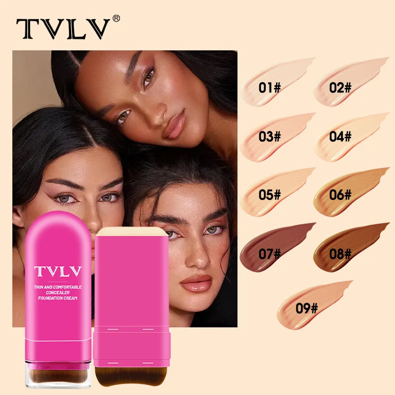 

Крем-консилер TVLV Foundation Stick с кисточкой, водостойкий, стойкий, не тускнеет, легкий, натуральный макияж для женщин