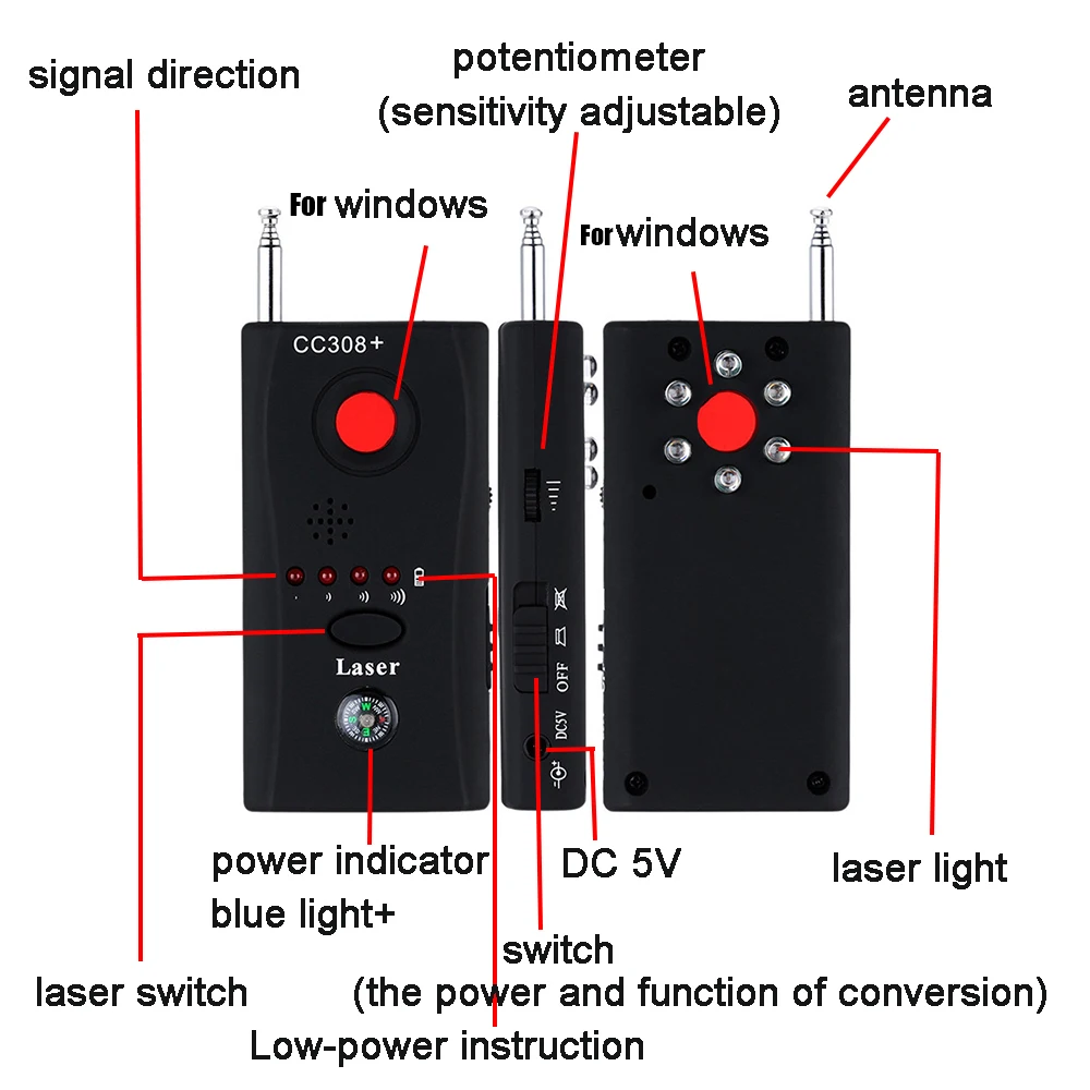 Détecteur révélateur de direction du signal, super environnemental, WiFi RF101, détecteur d\'appareil, caméra sans fil, fonction de détection