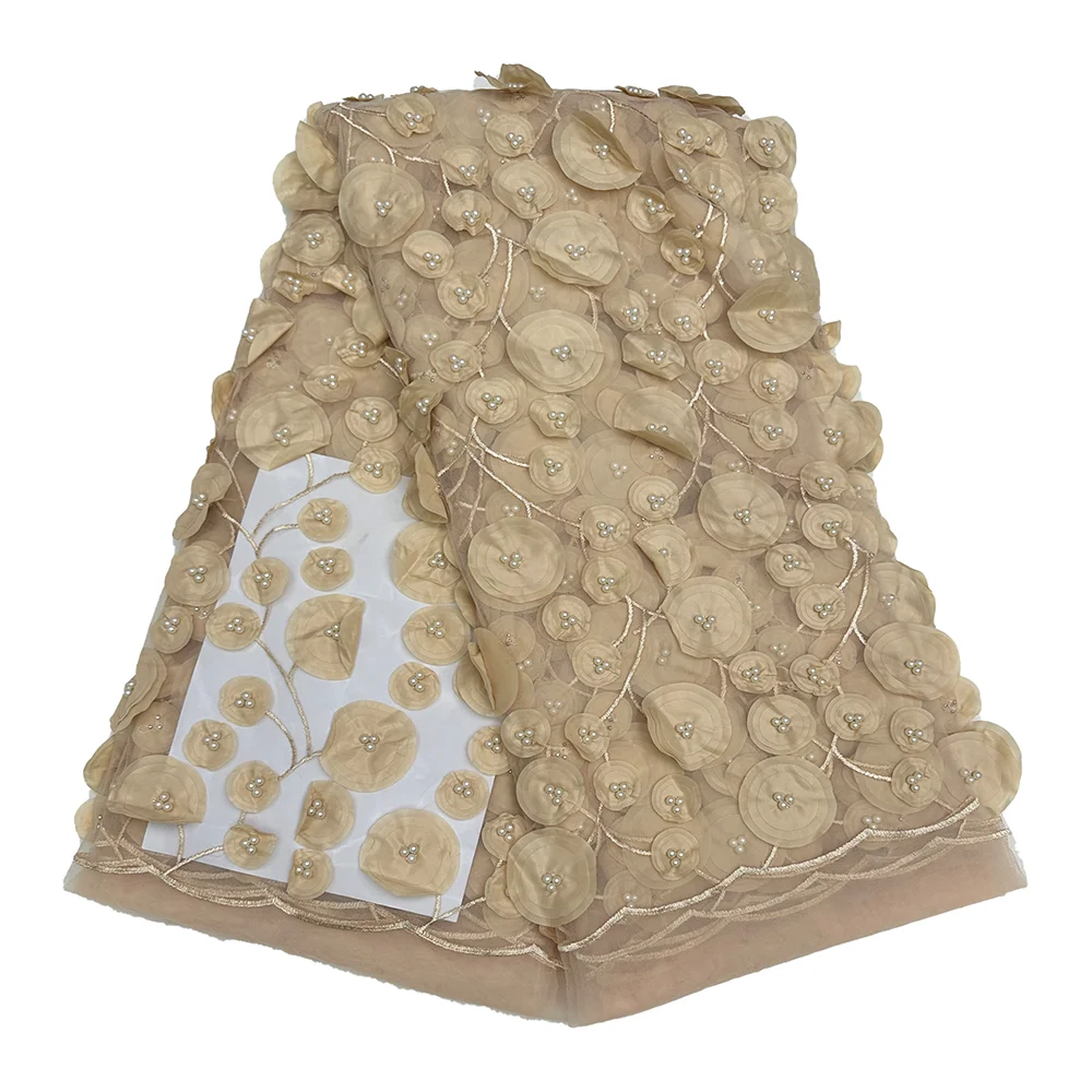 ثلاثية الأبعاد الزهور أقمشة الدانتيل عالية الجودة النيجيري فستان حفلات الزفاف رائجة البيع الأفريقي يزين الأورجانزا شبكة الدانتيل خياطة النسيج 2025