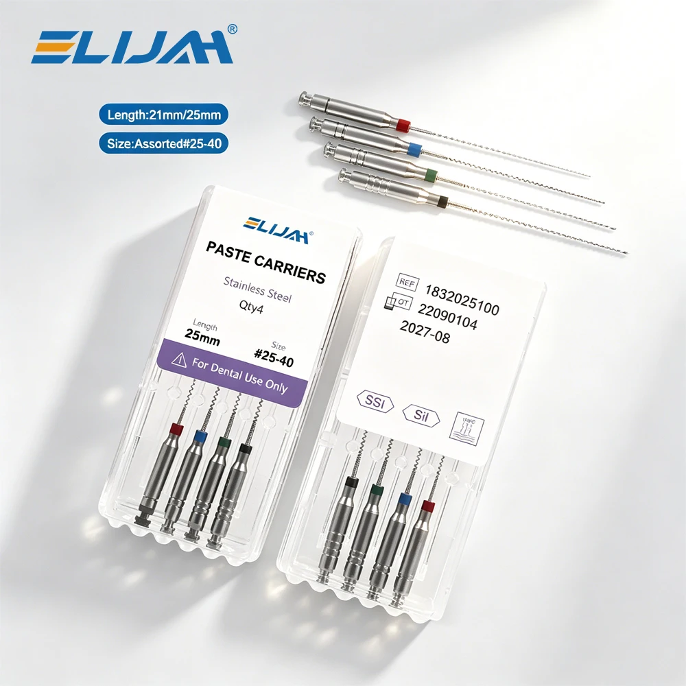 ELIJAH 4Pcs/Box 21/25mm Dental Lentulo Paste Carriers Endodontic Reamers Drill Burs Endo Files Dentistry Materials Instrument